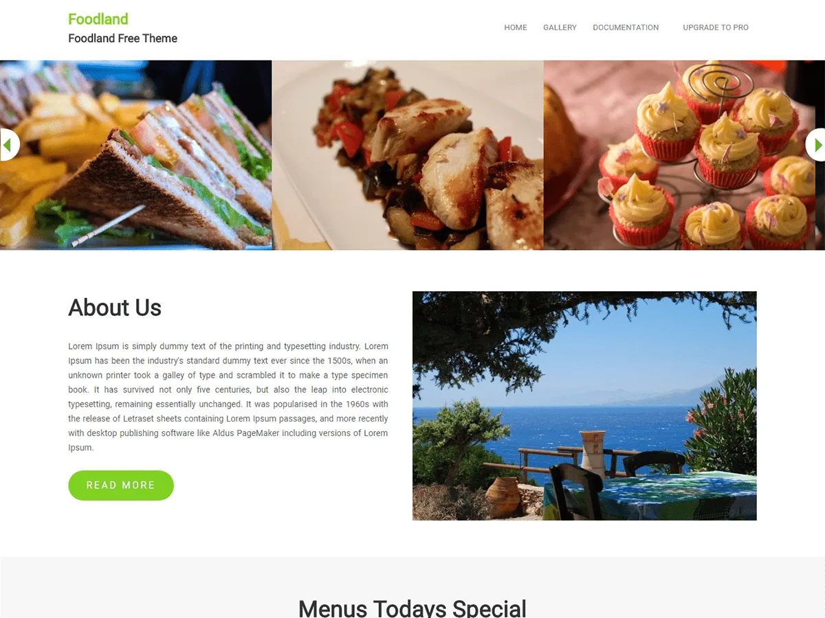 Foodland web sitesi teması önizlemesi