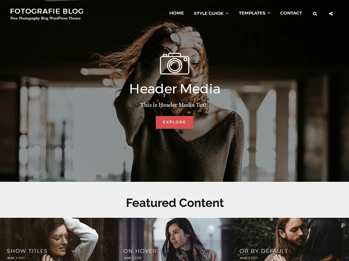 Fotografie Blog web sitesi teması önizlemesi