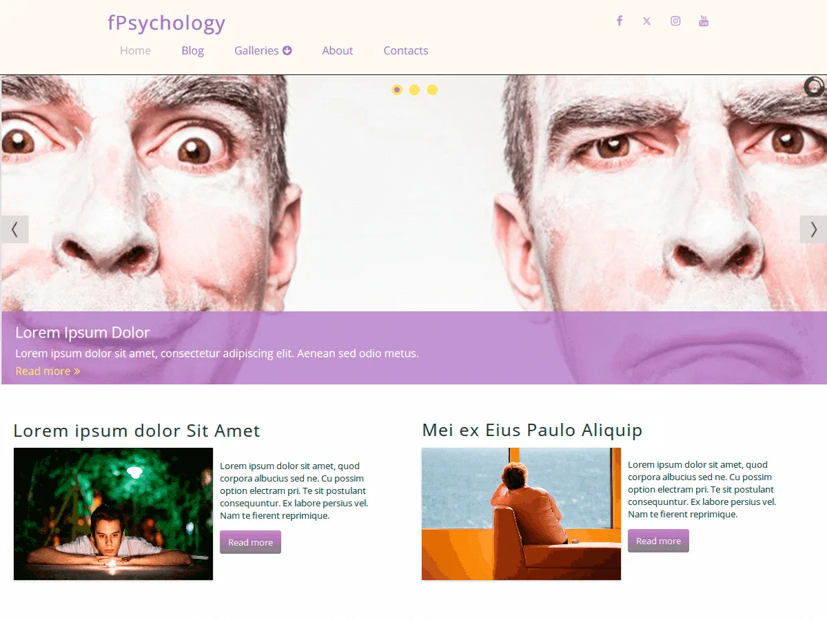 fPsychology web sitesi teması önizlemesi