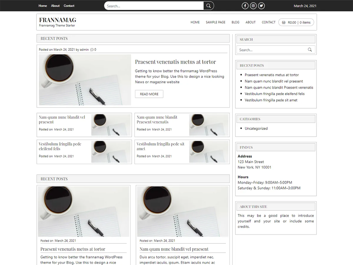 FrannaMag web sitesi teması önizlemesi