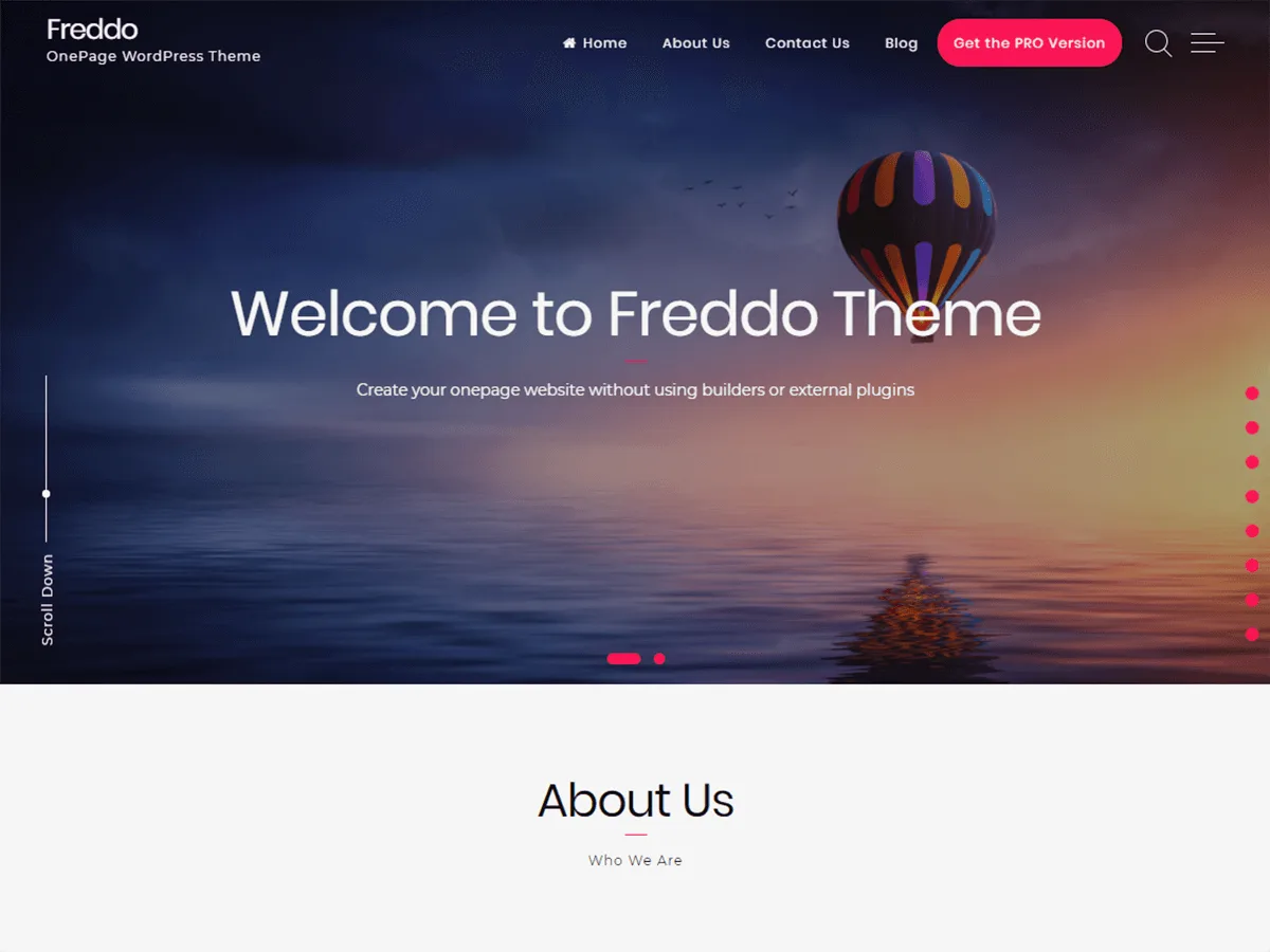 Freddo web sitesi teması ile tek sayfa tasarım örneği