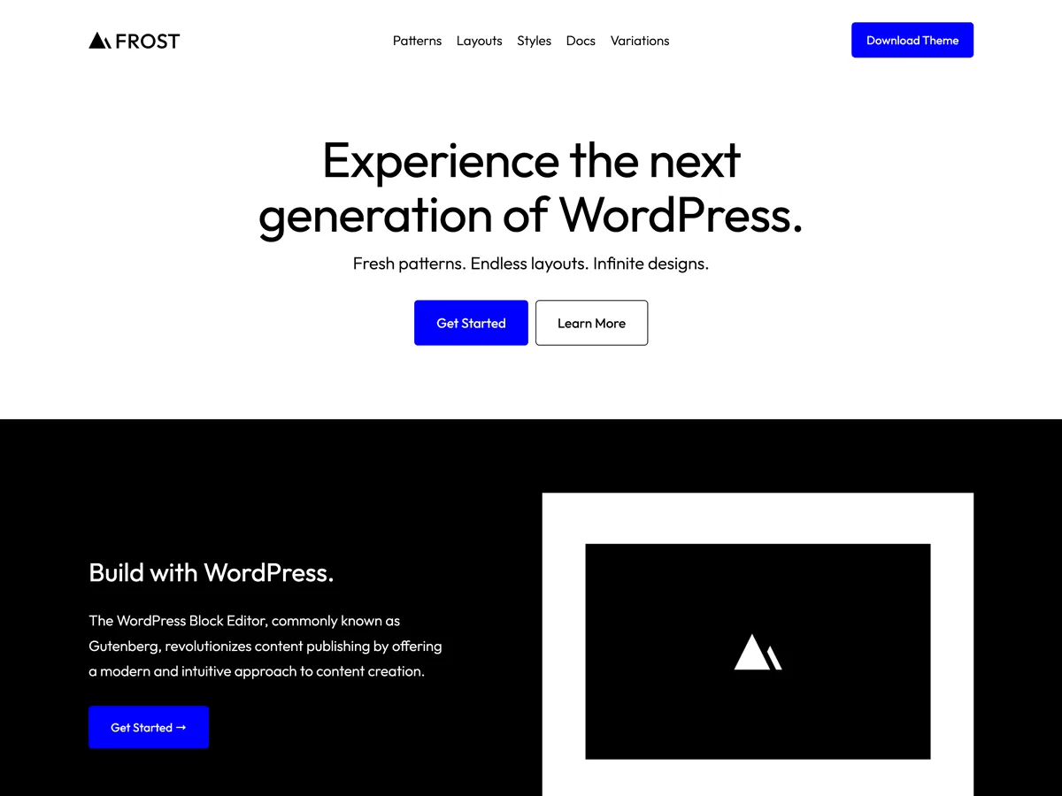 Frost web sitesi teması önizlemesi