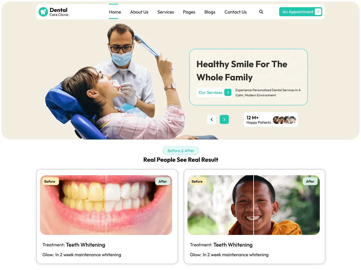 FSE Dental Clinic web sitesi teması önizlemesi
