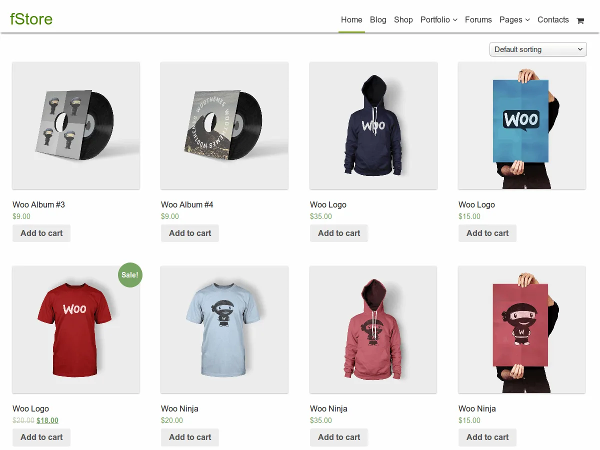 fStore web sitesi teması özellikleri
