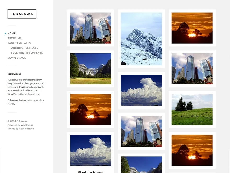 Fukasawa WordPress theme - minimal masonry blog layout