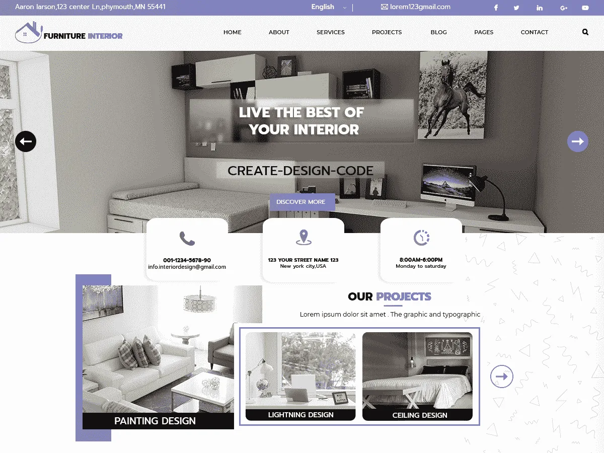 Furniture Interior web sitesi teması önizlemesi
