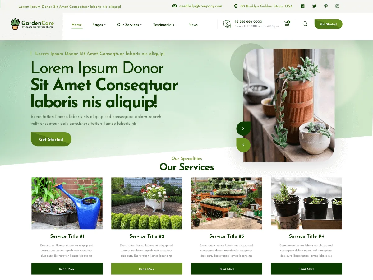 Garden Care web sitesi teması önizlemesi