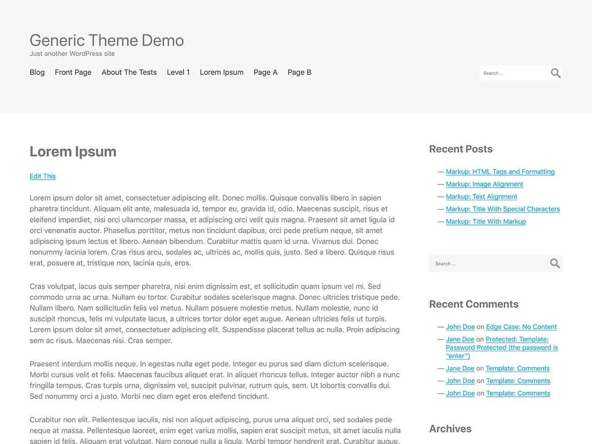 Generic web sitesi teması önizlemesi