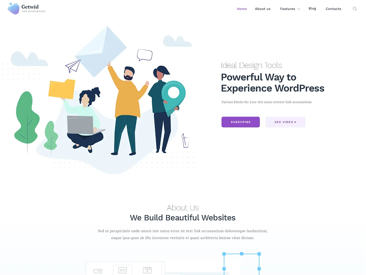 Getwid Base web sitesi teması önizlemesi