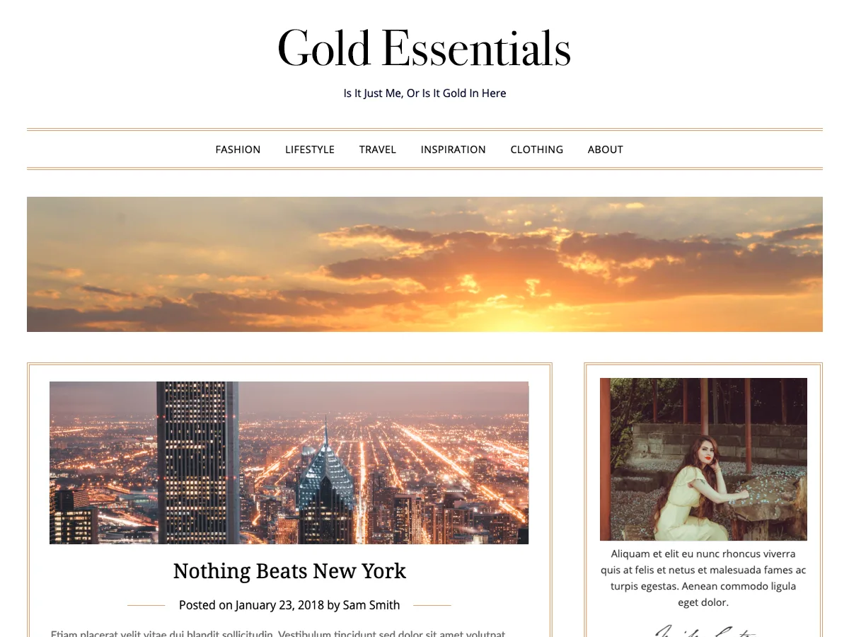 Gold Essentials web sitesi teması önizlemesi