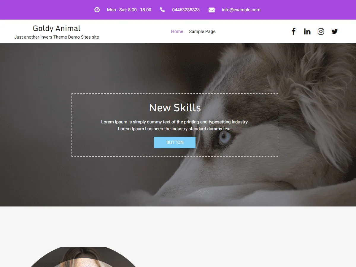 Goldy Animal web sitesi teması önizlemesi