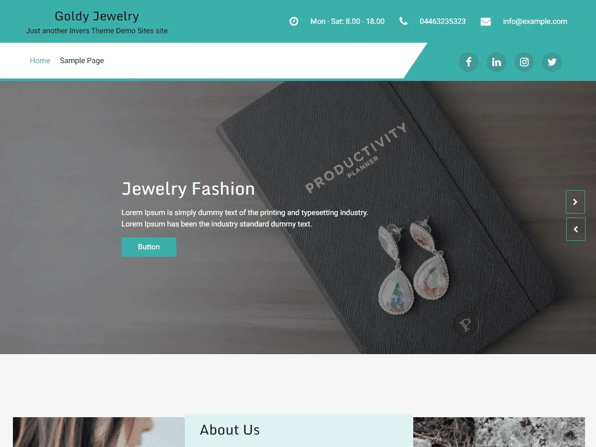 Goldy Jewelry web sitesi teması önizlemesi