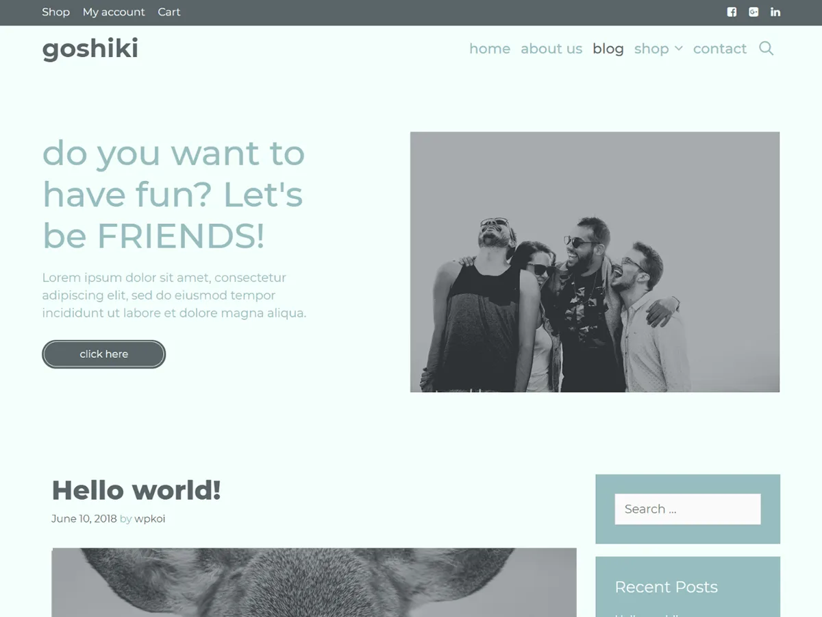 Goshiki web sitesi teması önizlemesi