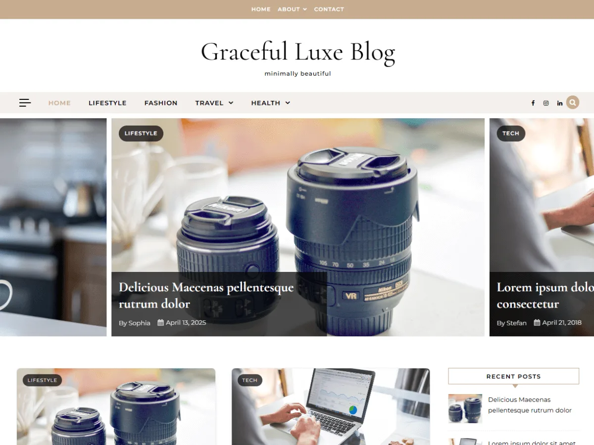 Graceful Luxe Blog web sitesi teması önizlemesi
