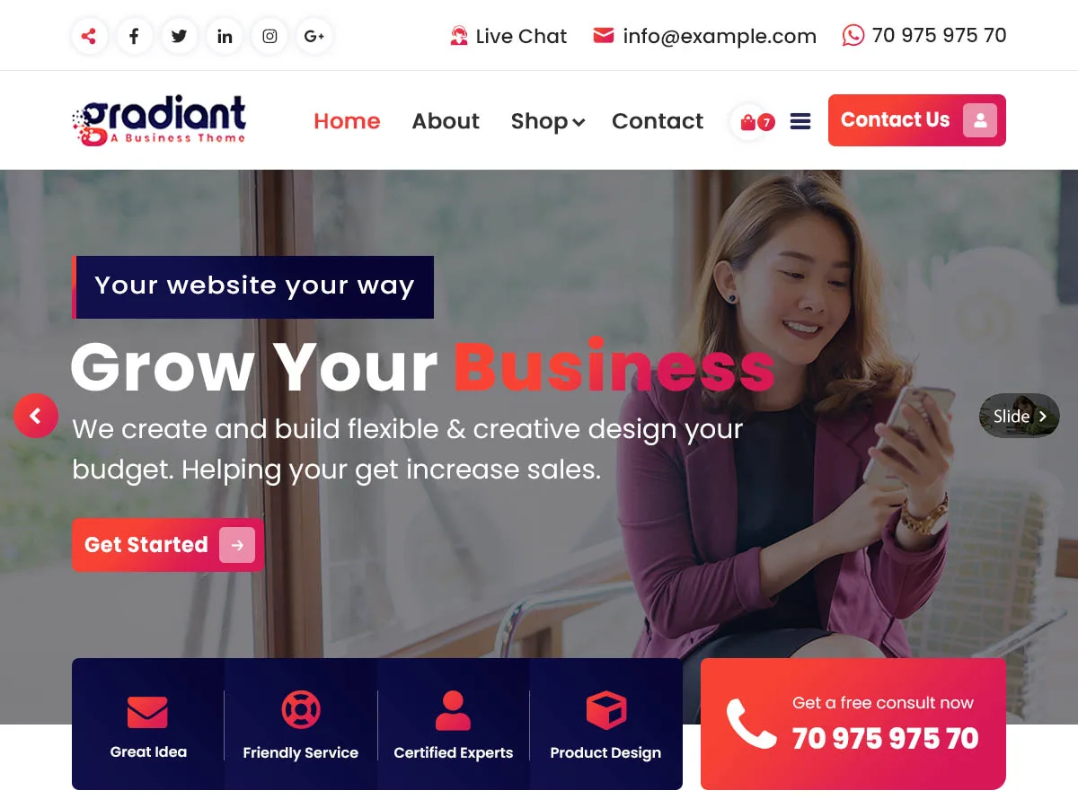 Gradiant web sitesi teması önizlemesi