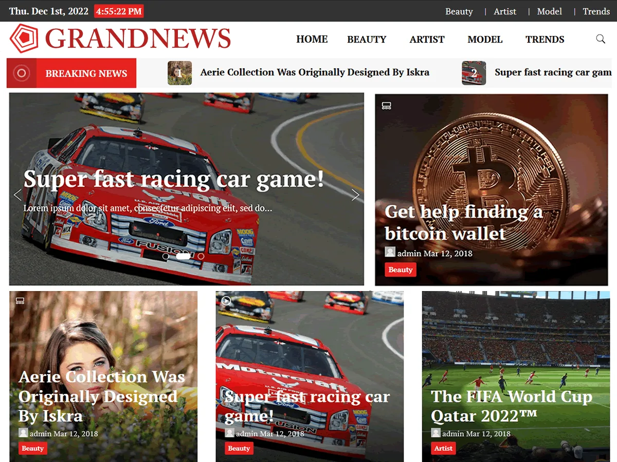 Grand News web sitesi teması önizlemesi
