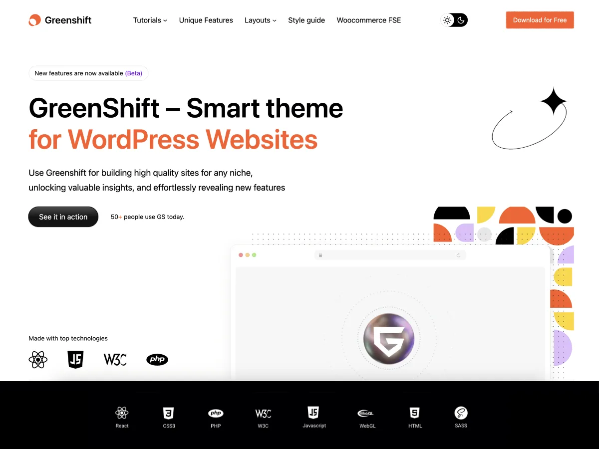 GreenShift web sitesi teması önizlemesi