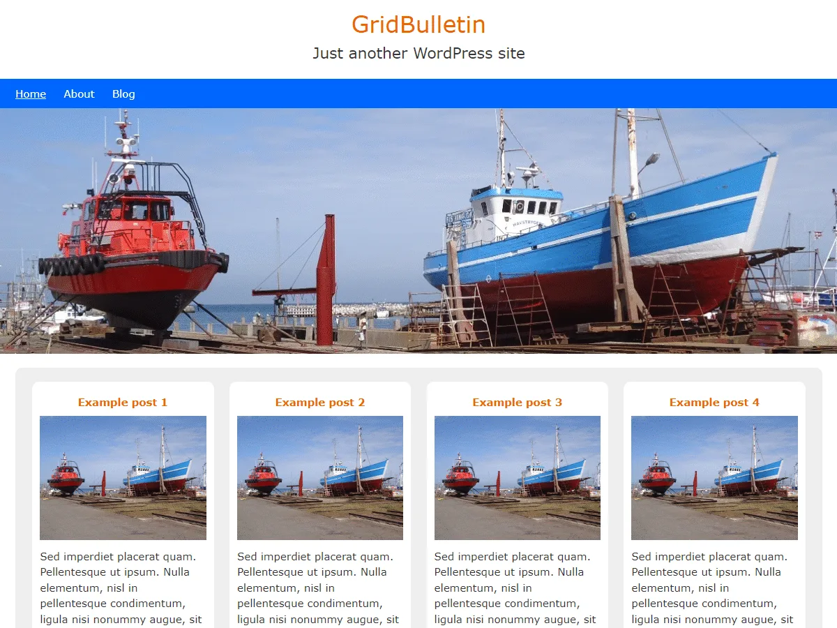 GridBulletin web sitesi teması önizlemesi