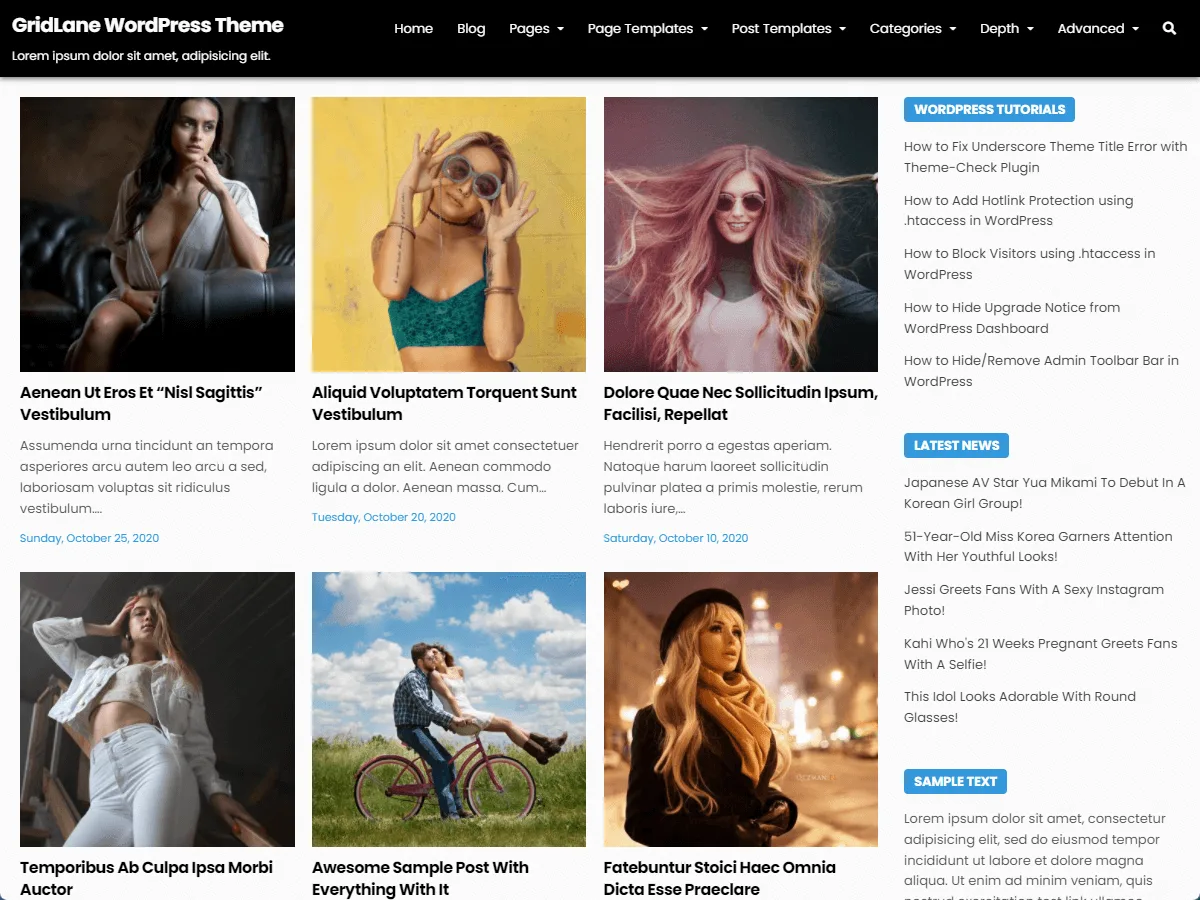 GridLane web sitesi teması önizlemesi