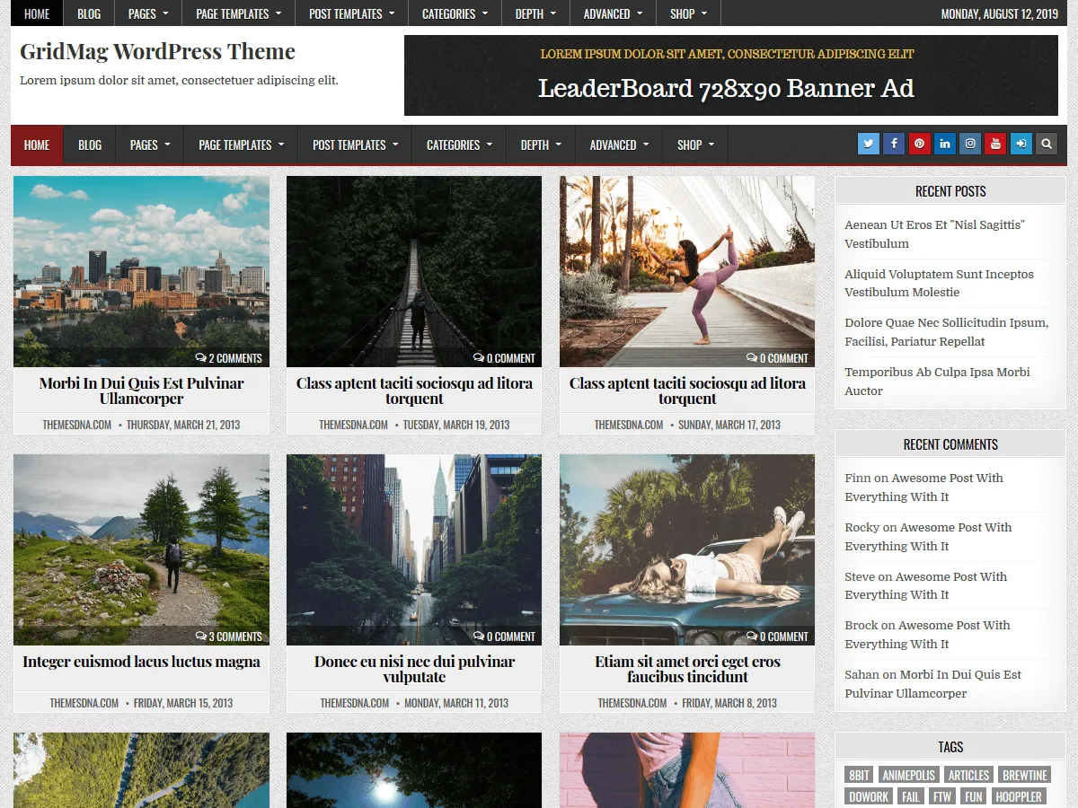 GridMag web sitesi teması önizlemesi
