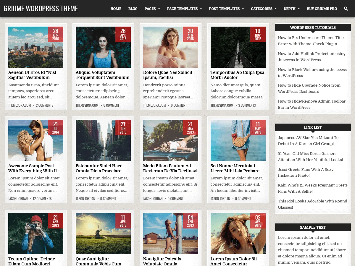 GridMe web sitesi teması önizlemesi