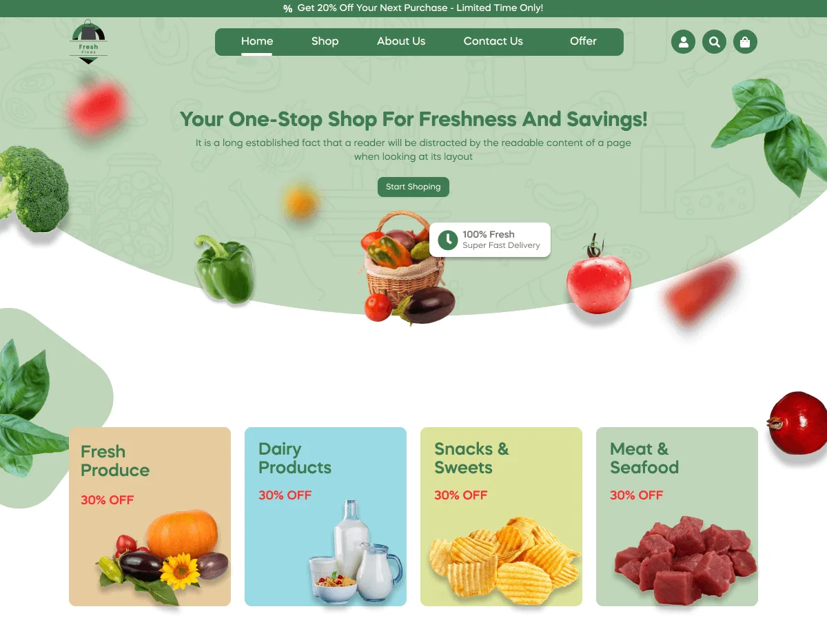 Grocery Supermarket Elementor web sitesi teması