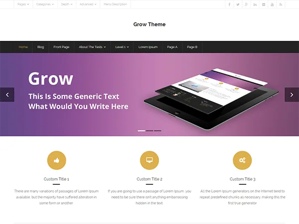 Grow web sitesi teması önizlemesi
