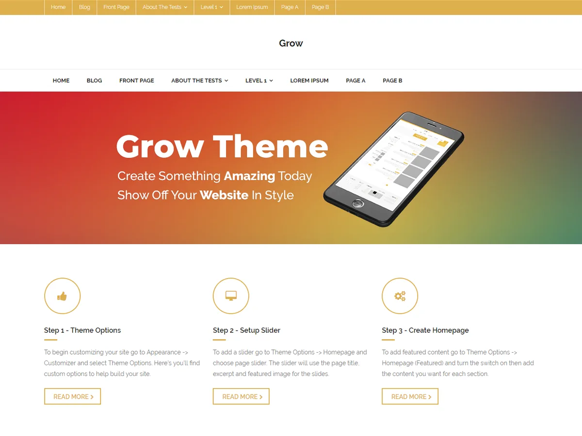Grow Magazine web sitesi teması önizlemesi