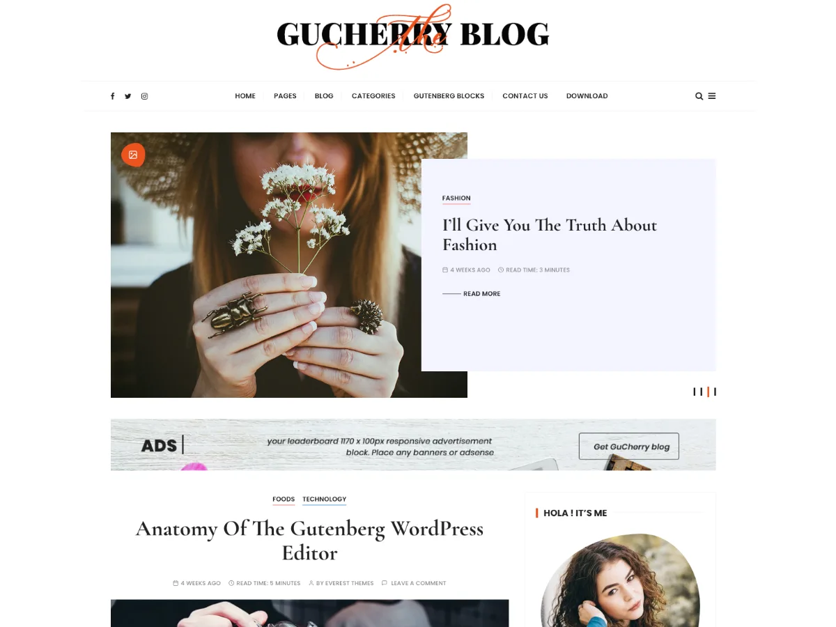 GuCherry Blog web sitesi teması önizlemesi
