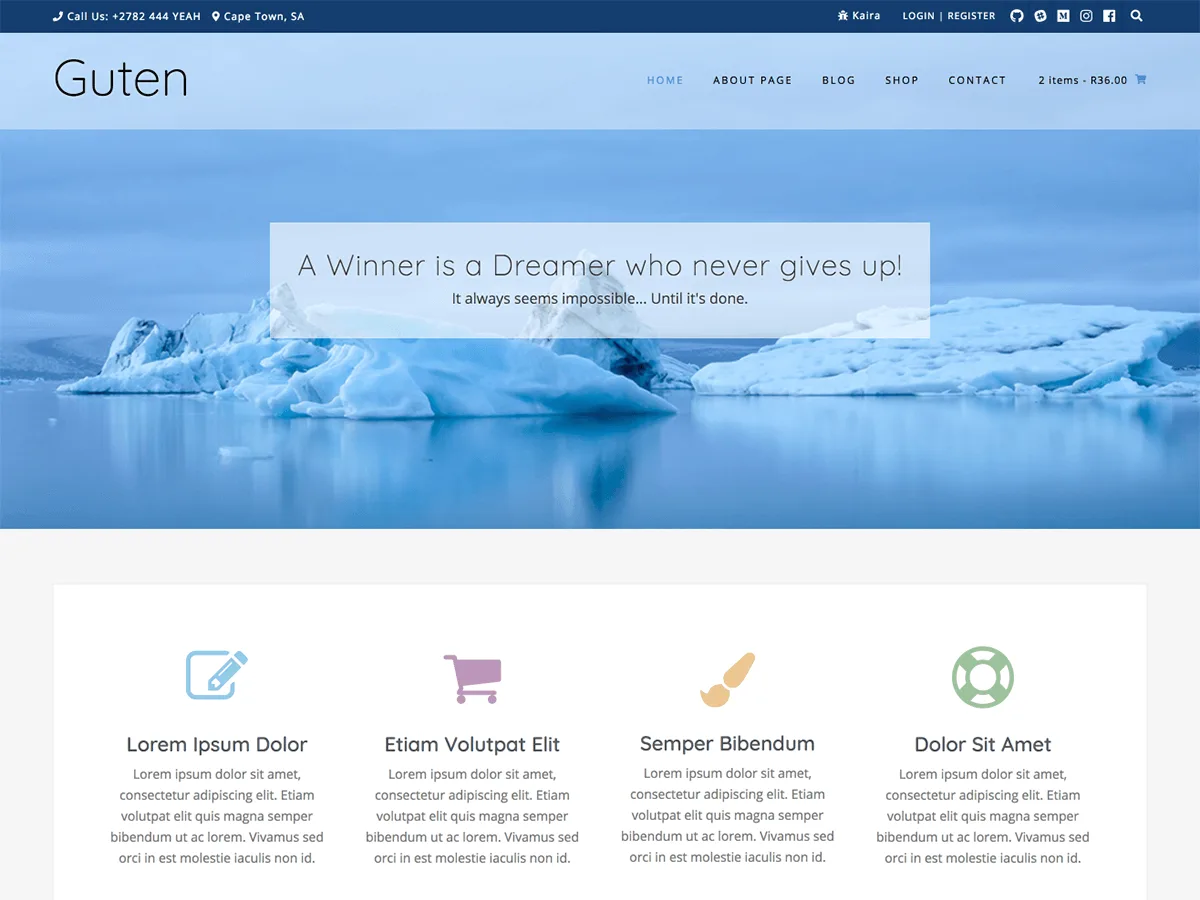 Guten web sitesi teması önizlemesi