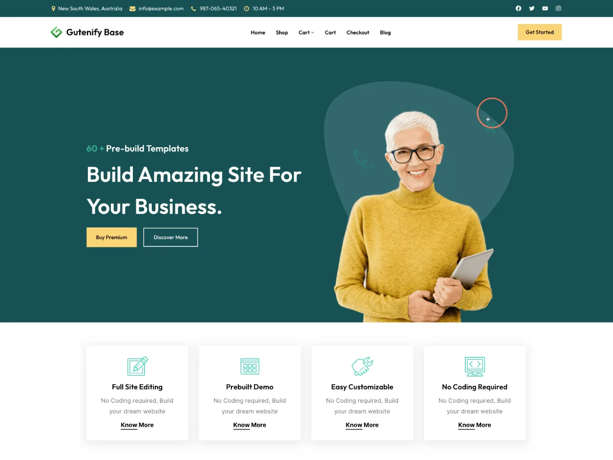 Gutenify Base web sitesi teması önizlemesi