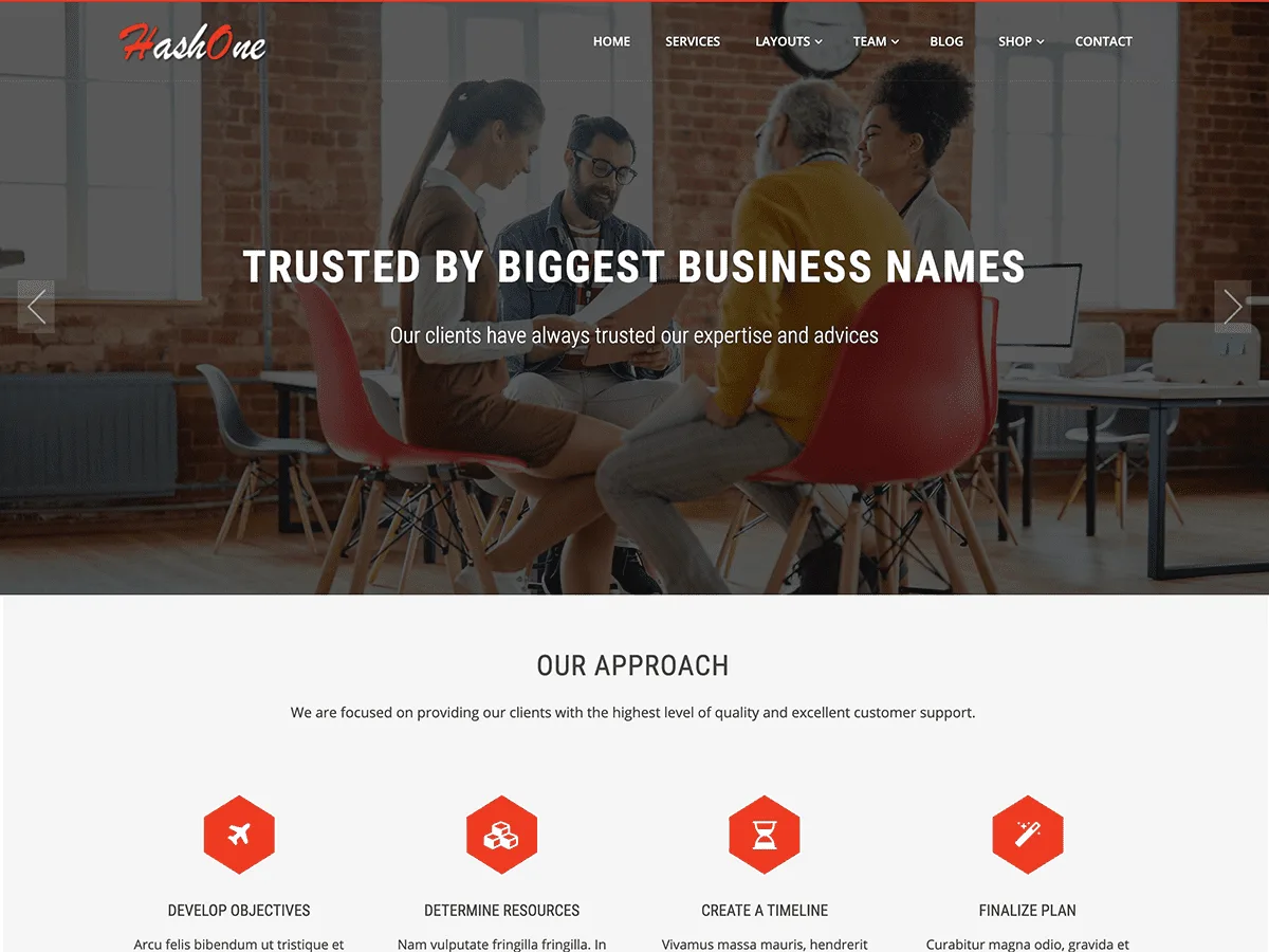 HashOne çok amaçlı web sitesi teması önizlemesi