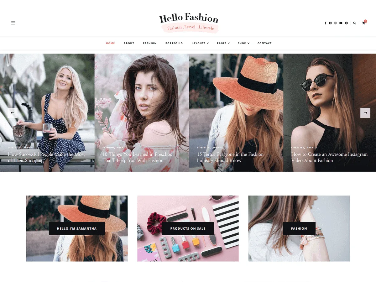 Hello Fashion web sitesi teması önizlemesi