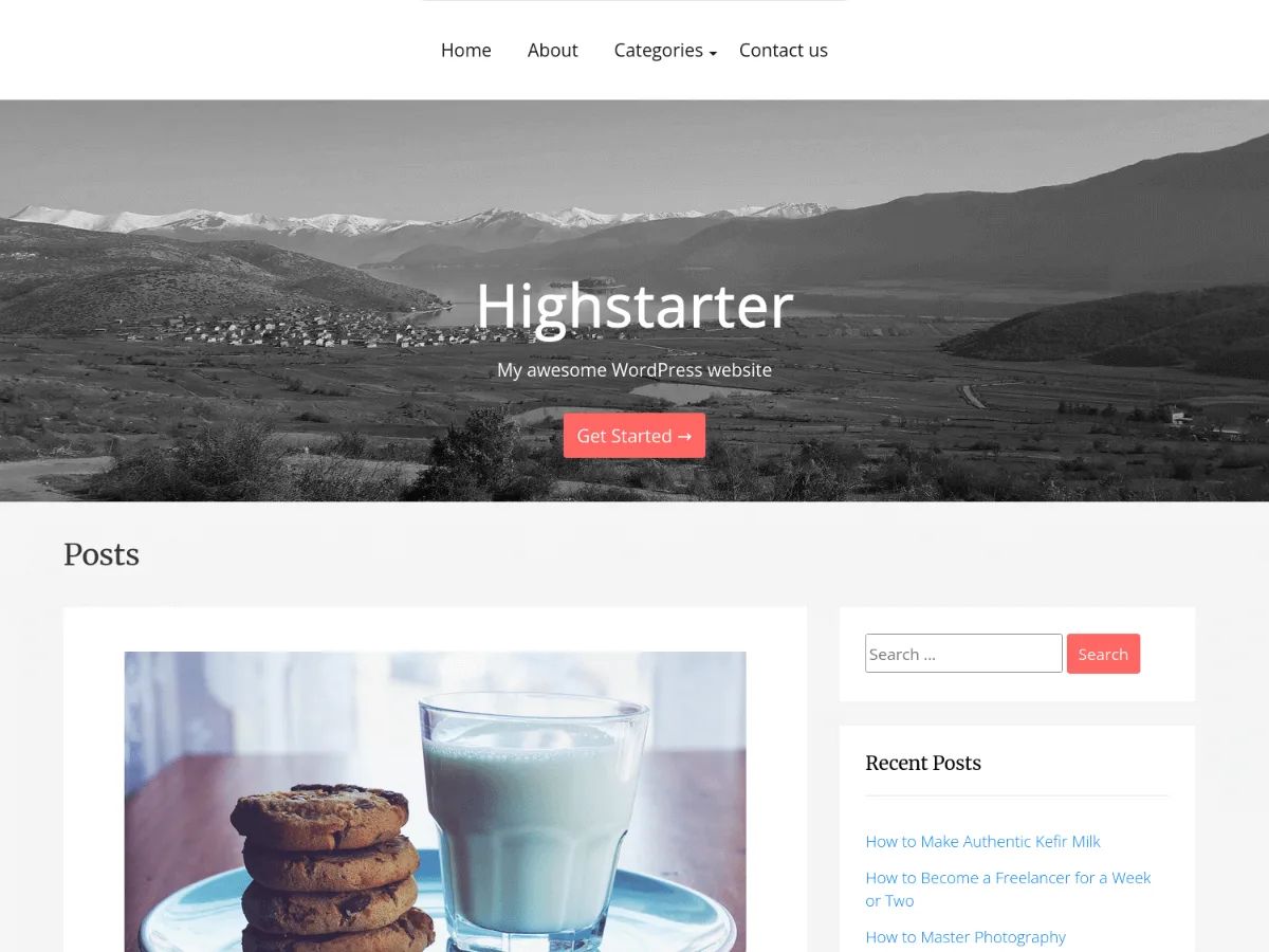 Highstarter web sitesi teması önizlemesi