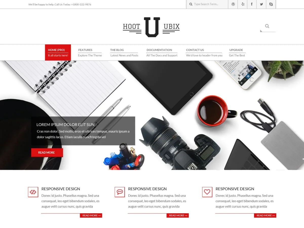 Hoot Ubix web sitesi teması önizlemesi