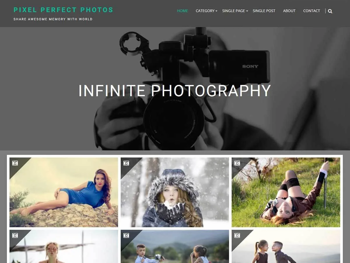 Infinite Photography web sitesi teması önizlemesi