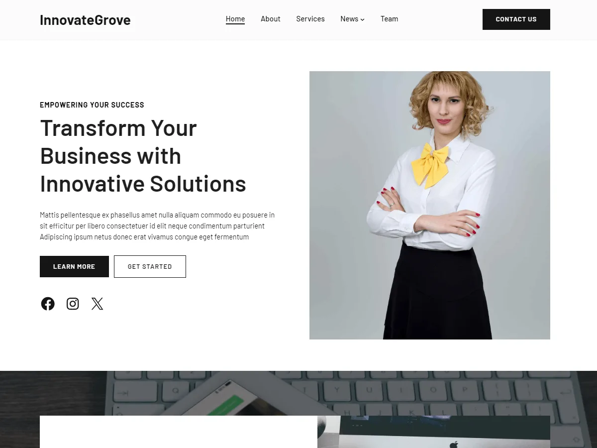 InnovateGrove web sitesi teması önizlemesi