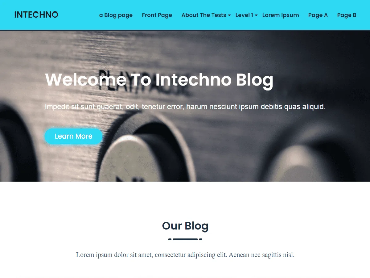 Intechno web sitesi teması ile tasarlanmış kurumsal bir web sitesi görünümü