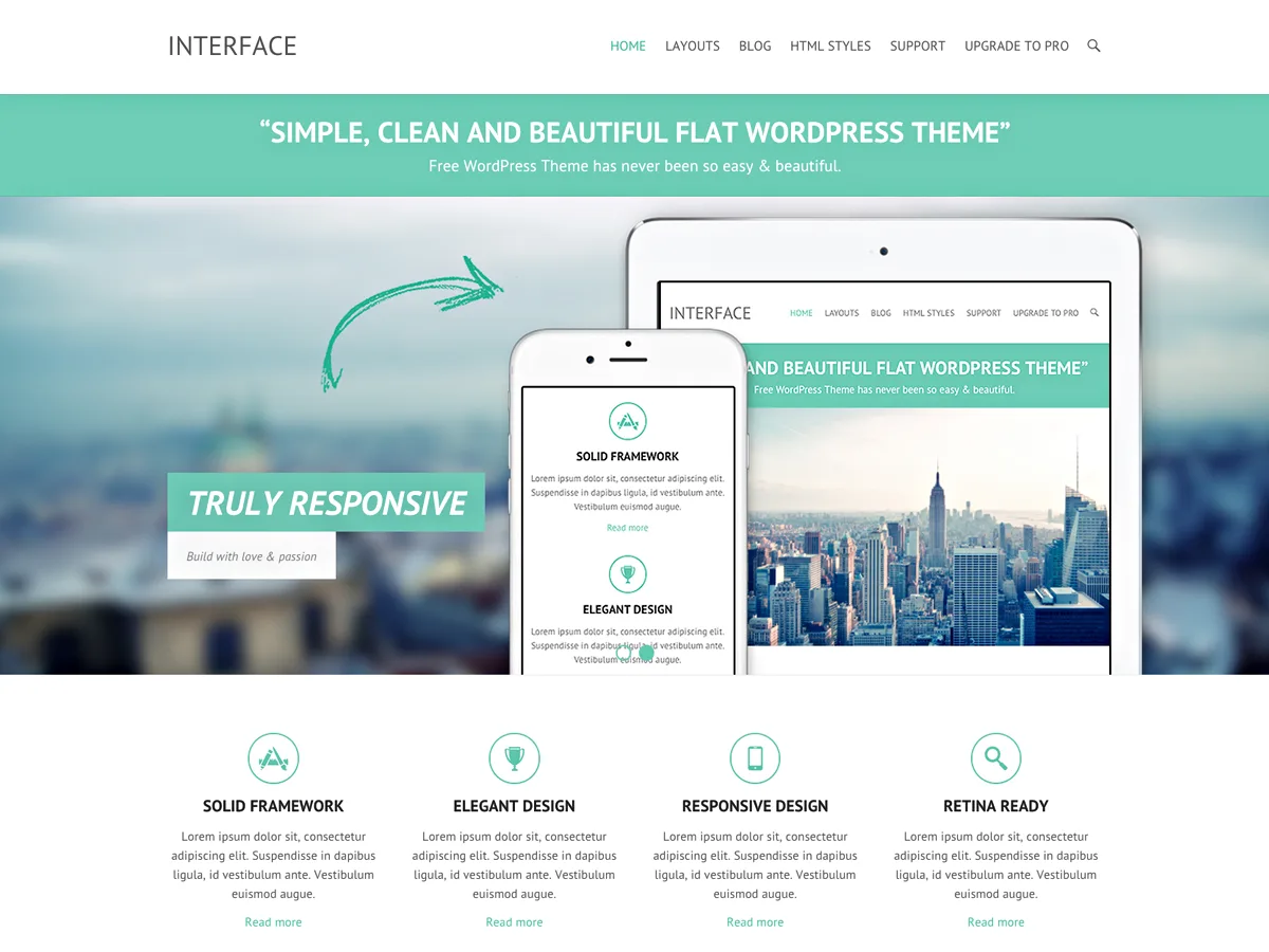 Interface web sitesi teması önizlemesi