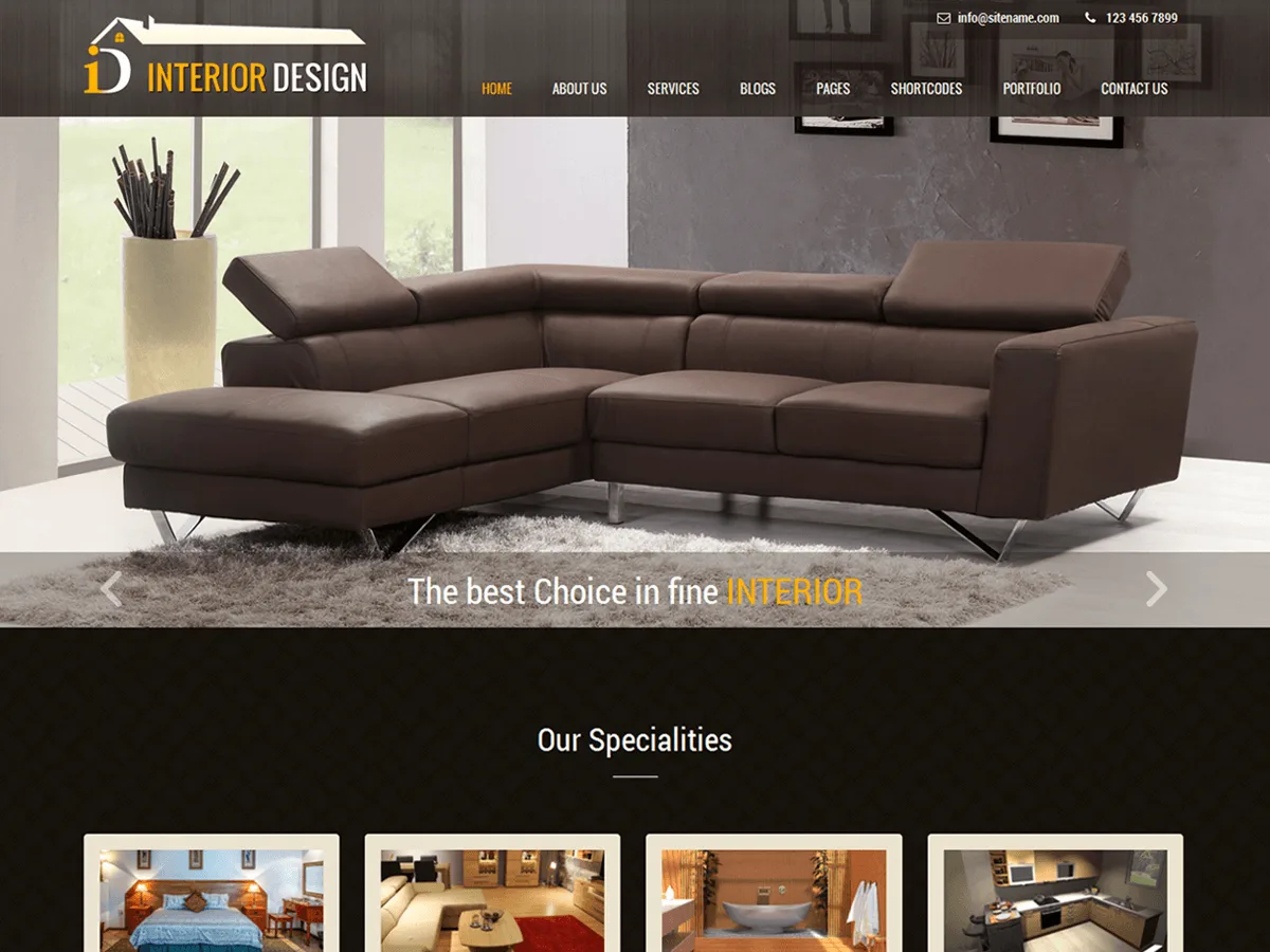 Interior Lite web sitesi teması önizlemesi
