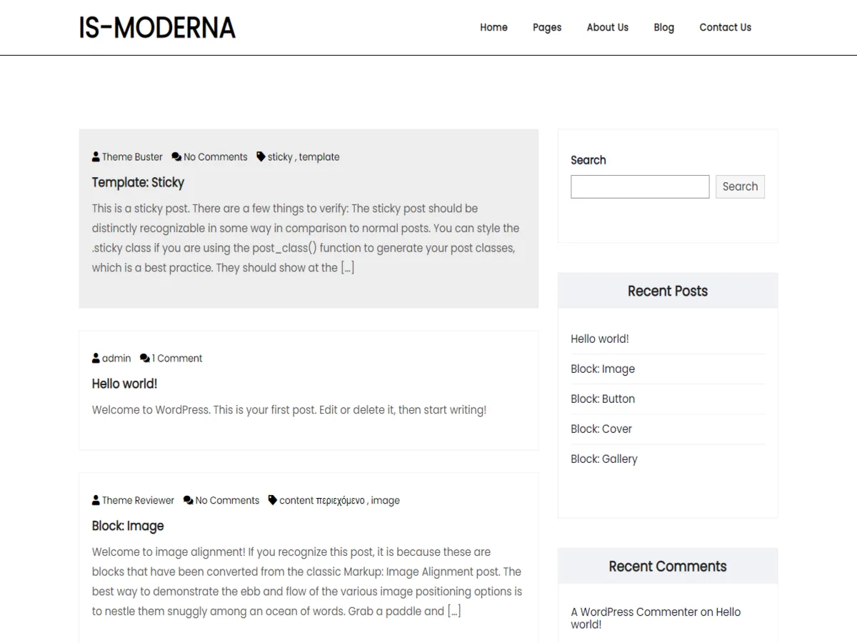ISModerna web sitesi teması önizlemesi