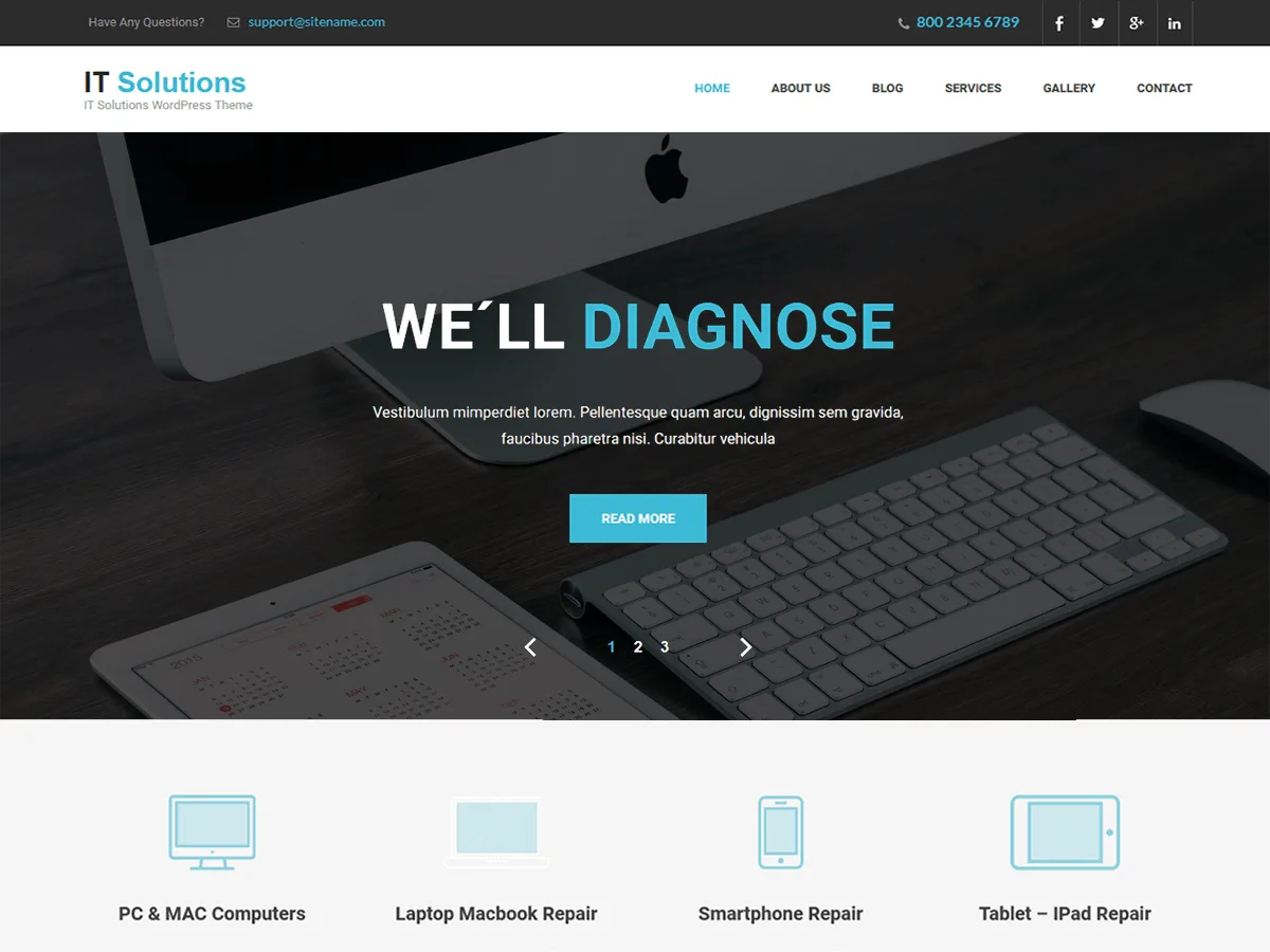 IT Solutions web sitesi teması önizlemesi