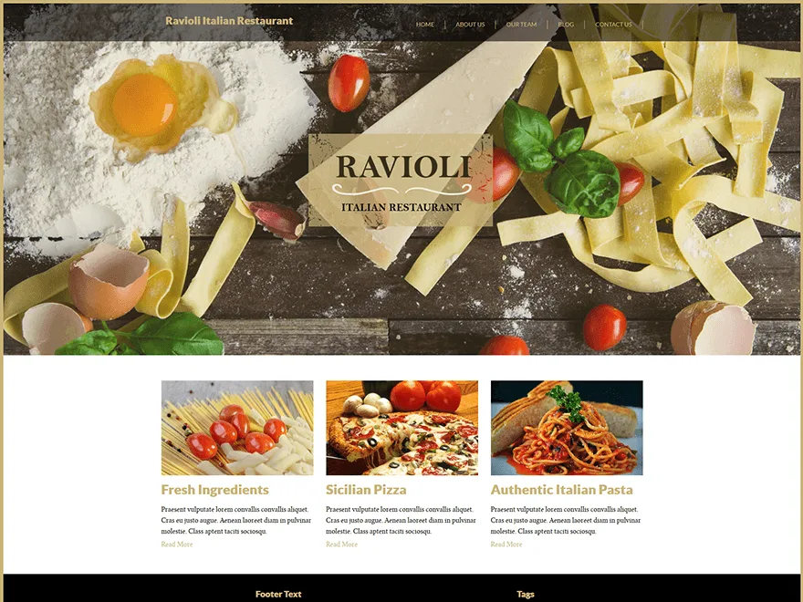 Italian Restaurant web sitesi teması önizlemesi
