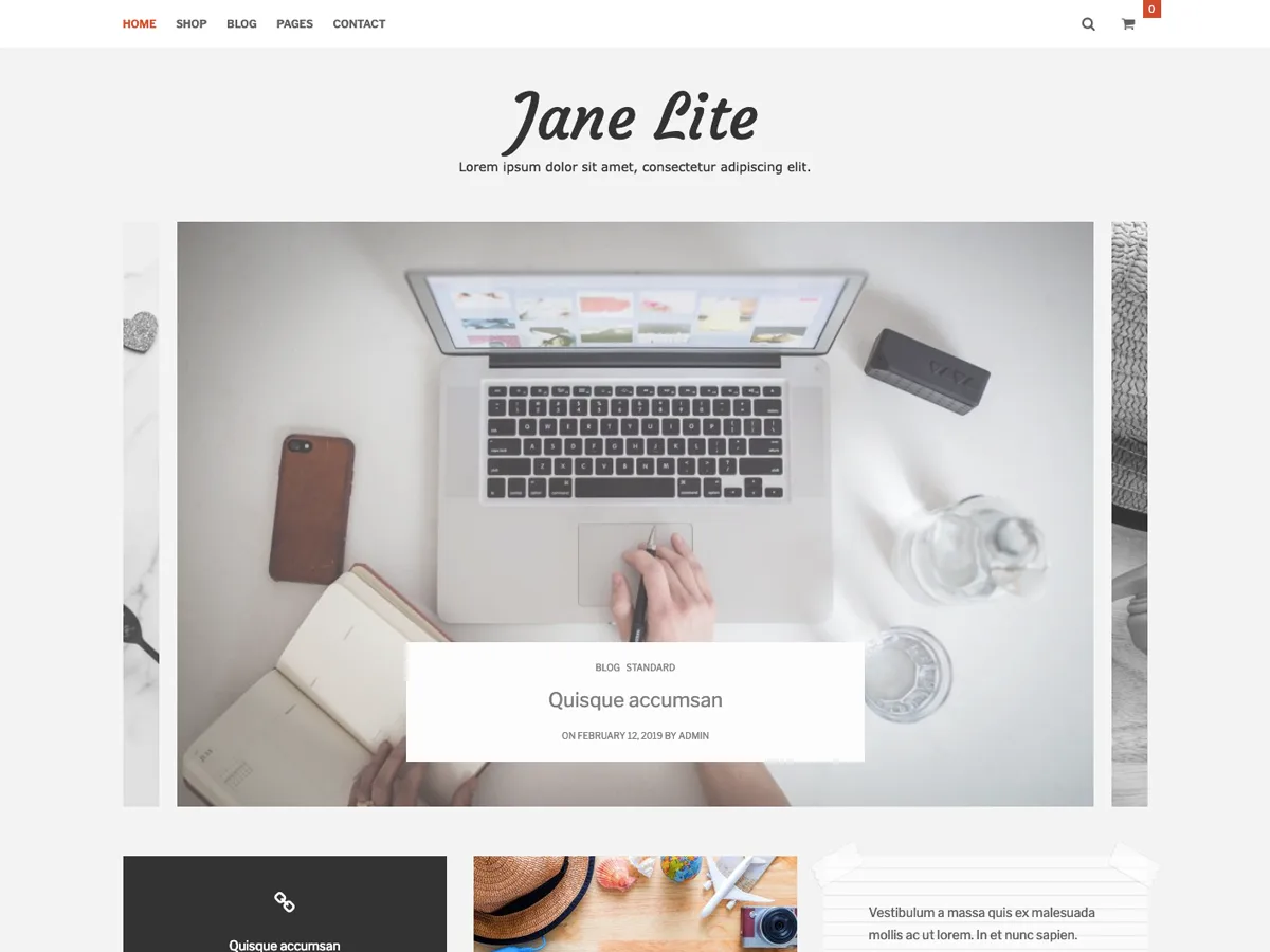 Jane Lite web sitesi teması önizlemesi