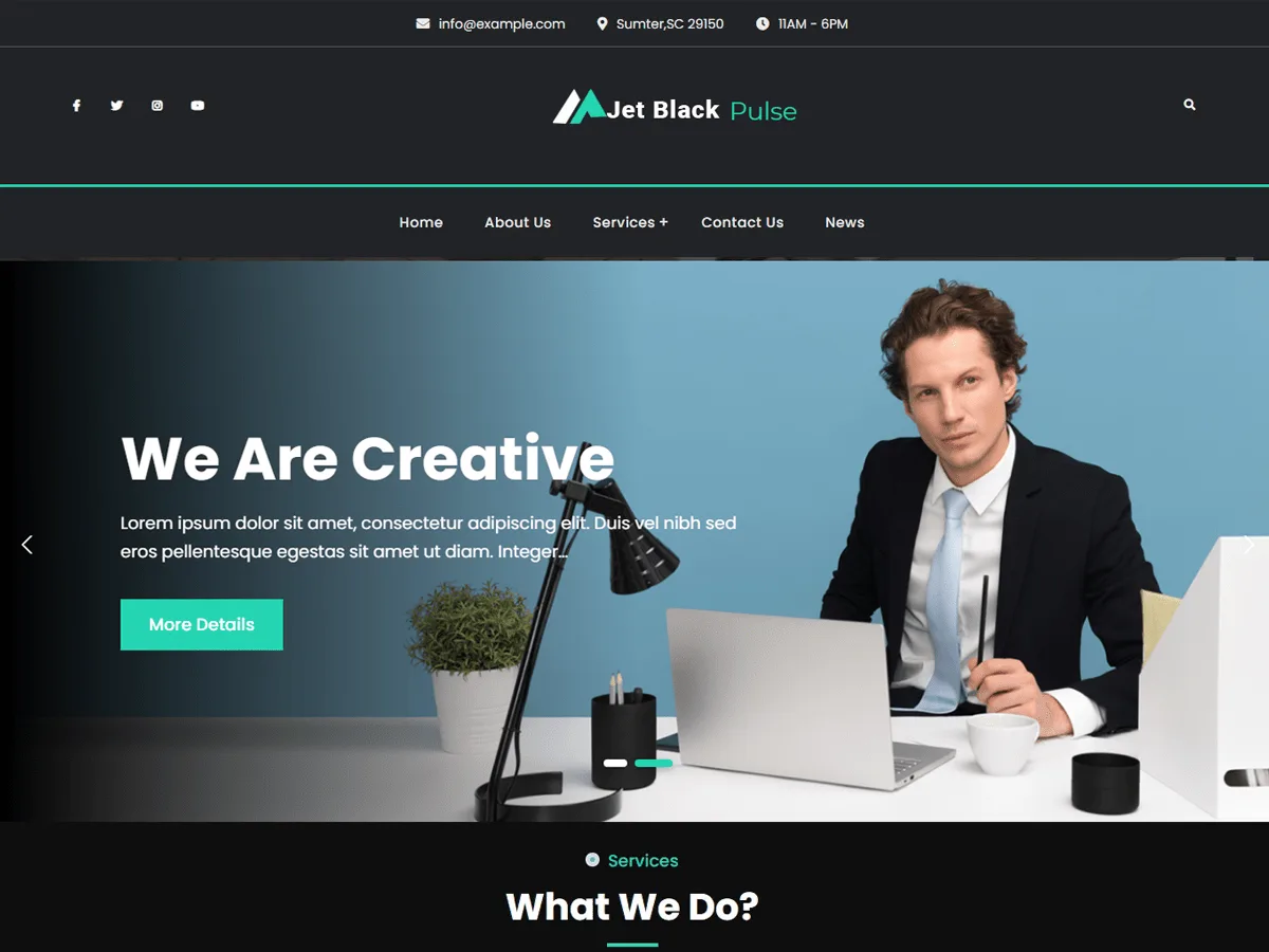 JetBlack Pulse web sitesi teması önizlemesi