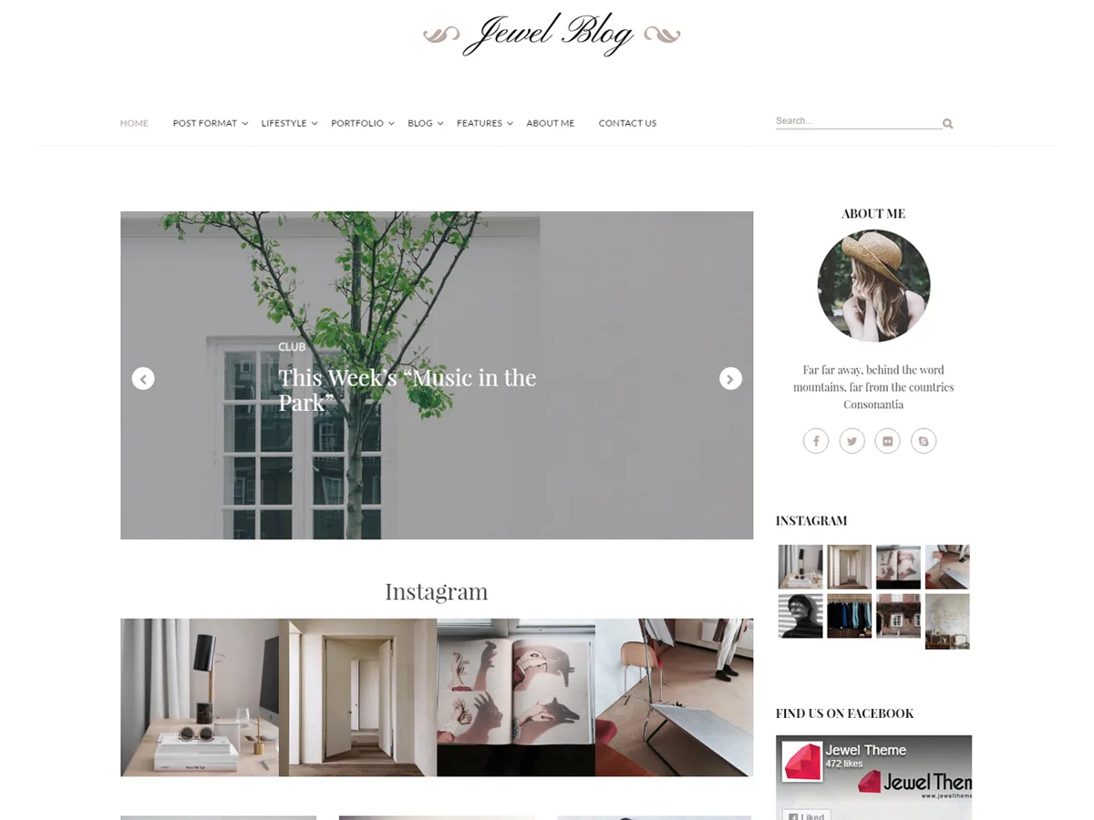 Jewel Blog web sitesi teması önizlemesi