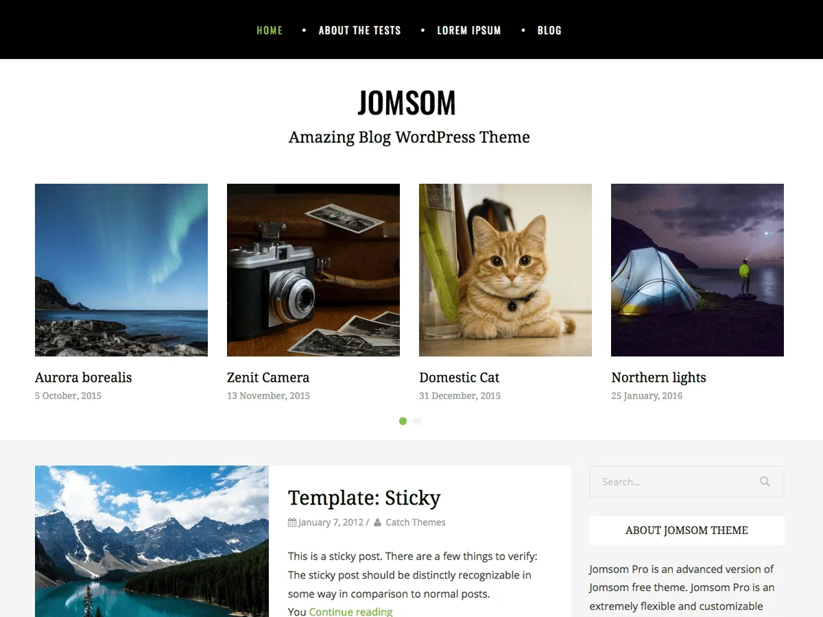 Jomsom web sitesi teması önizlemesi