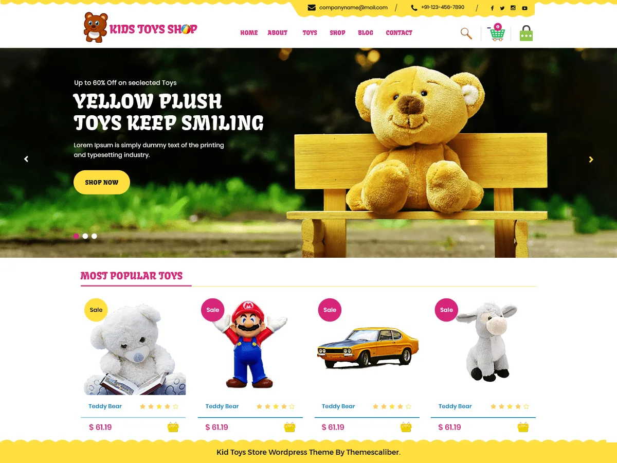 Kid Toys Store web sitesi teması önizlemesi