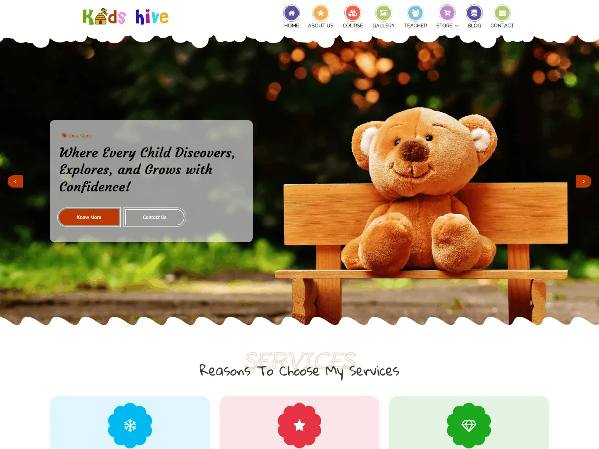 Kids Hive web sitesi teması önizlemesi