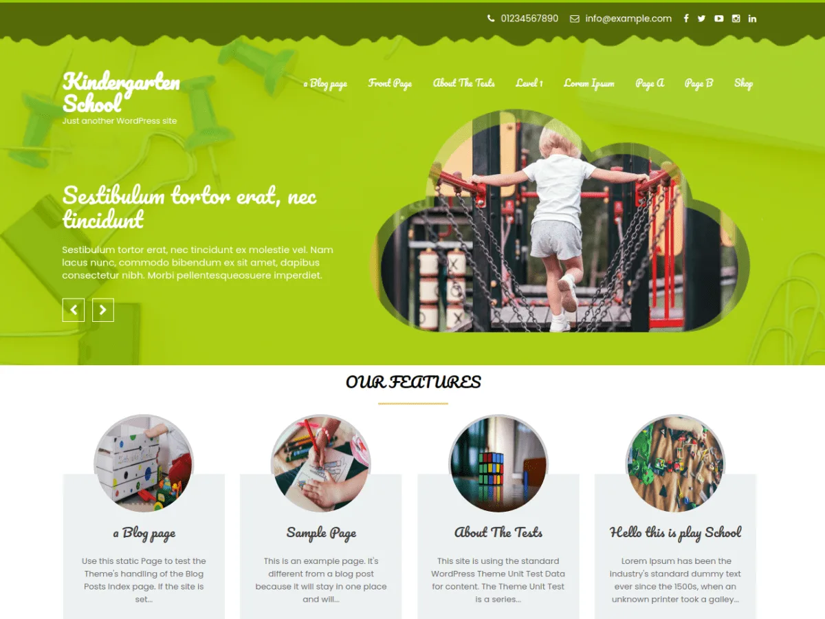 Kindergarten School web sitesi teması